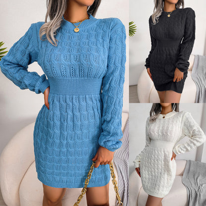 Paris Acrylic Sweater Dress – Twisted Waist & Cozy Fit