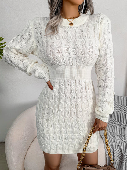 Paris Acrylic Sweater Dress – Twisted Waist & Cozy Fit